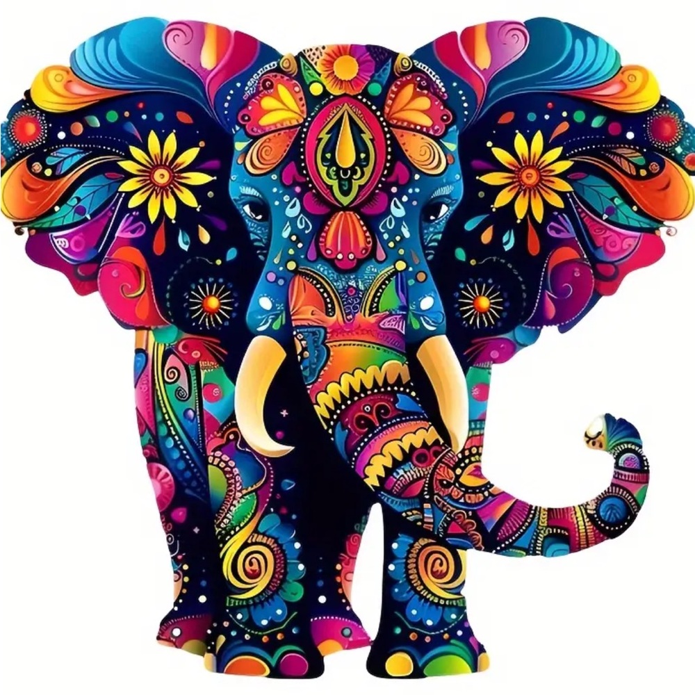 Vibrant Multicolor Elephant heat transfer iron on.